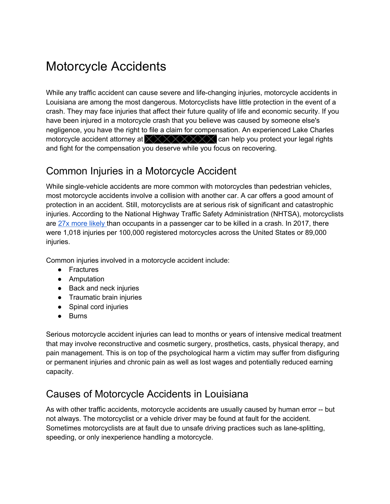 Preview of Motorcycle Accidents Practice Area Page